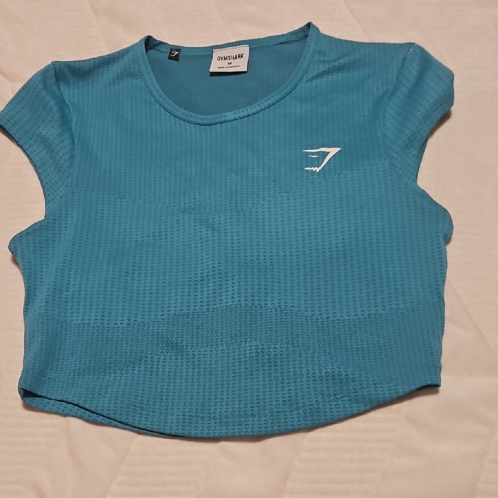 Gymshark Teal Short-Sleeve Cropped Workout Top